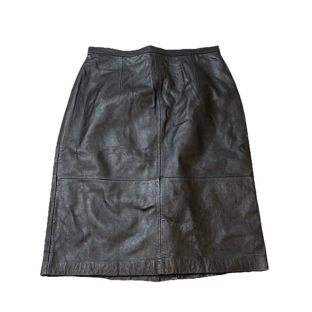 Black Genuine Lambskin Leather Pencil Skirt Size 10 Mob Wife Grunge Biker Nwt